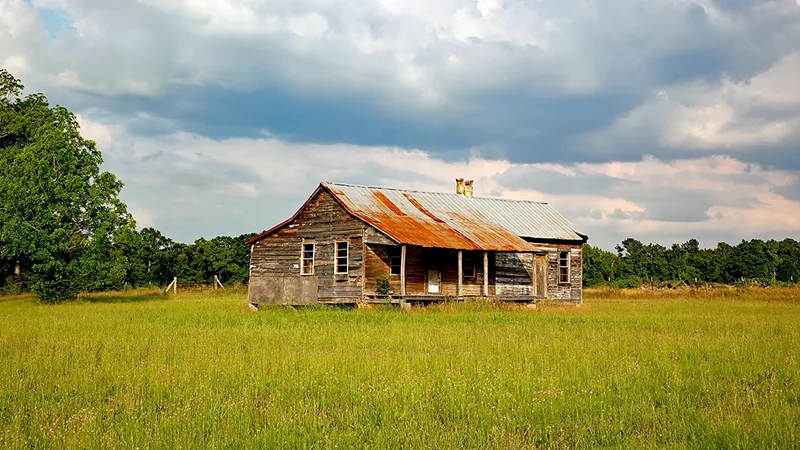 Old homestead and meadow