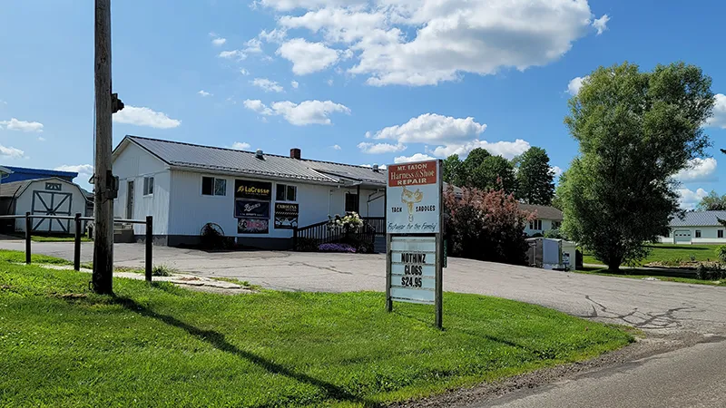 Traditional leather craftsmanship at Mt Eaton Harness and Shoe Repair in Mt Eaton, Ohio