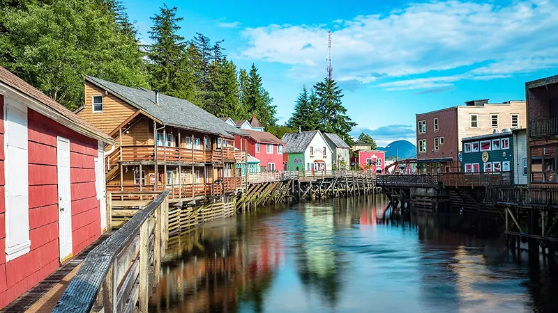Fishing harbor with boats in Ketchikan, Alaska