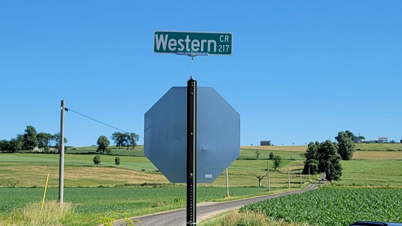 Western Road sign close-up