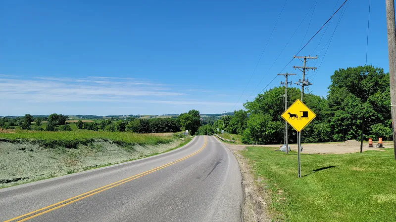 Horse and buggy caution sign