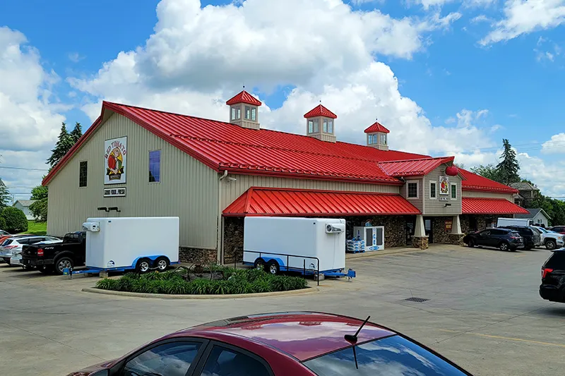 bright red roof